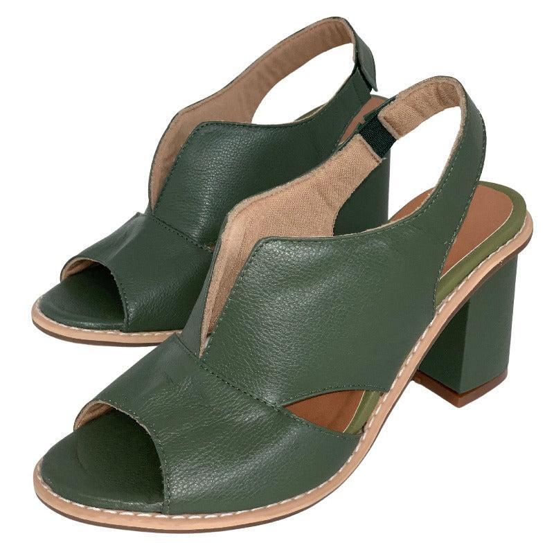 Damen-Ledersandalen mit Blockabsatz, offener Zehenpartie, Bordeauxrot