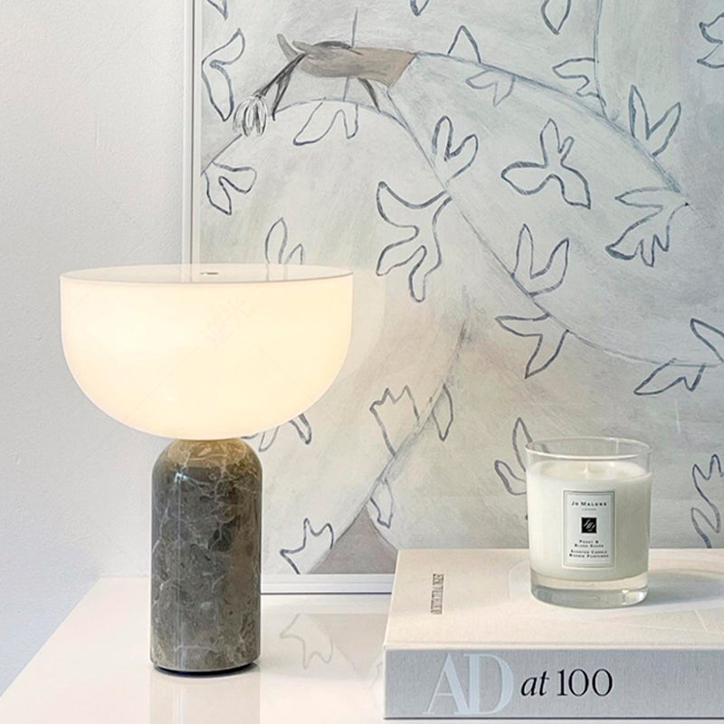 AureaStone Marble Lamp — Premium Fabric Shade, Natural Stone Base