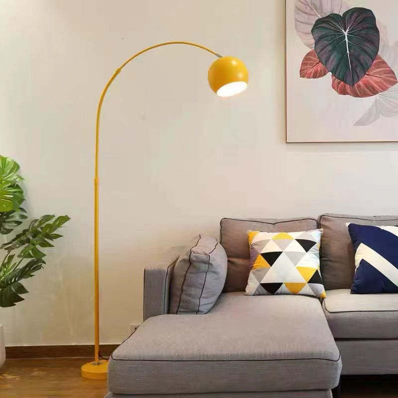 Gebogen LED-vloerlamp, dimbaar — 6 macaronkleuren