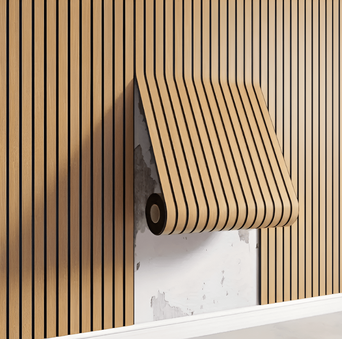 Paneles de pared de madera con textura 3D y autoadhesivos Akupanel