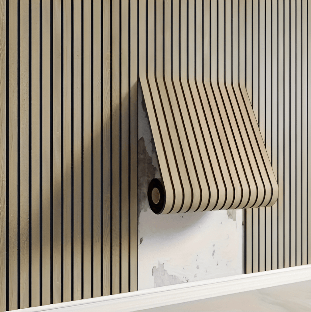 Paneles de pared de madera con textura 3D y autoadhesivos Akupanel