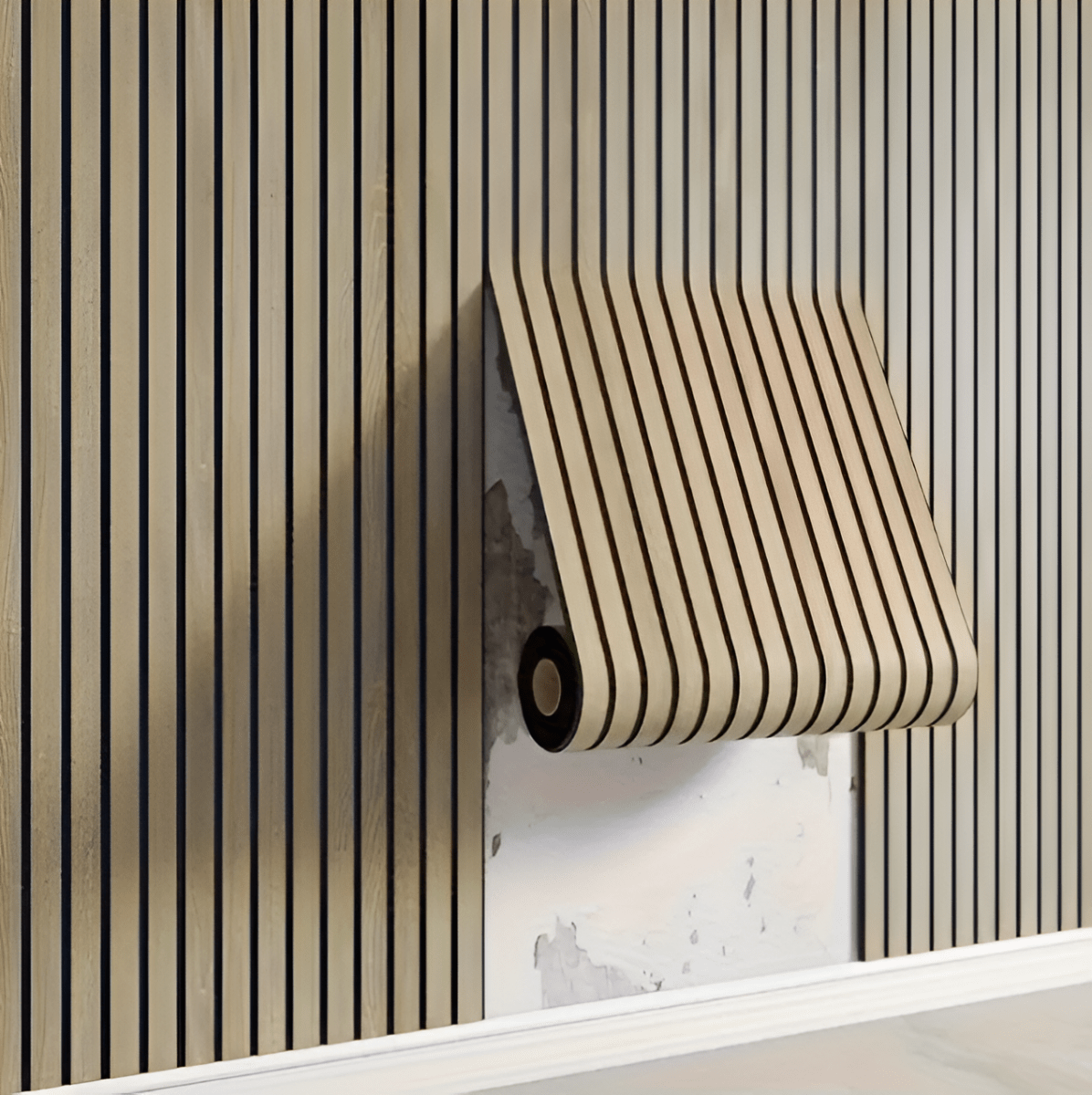 Paneles de pared de madera con textura 3D y autoadhesivos Akupanel