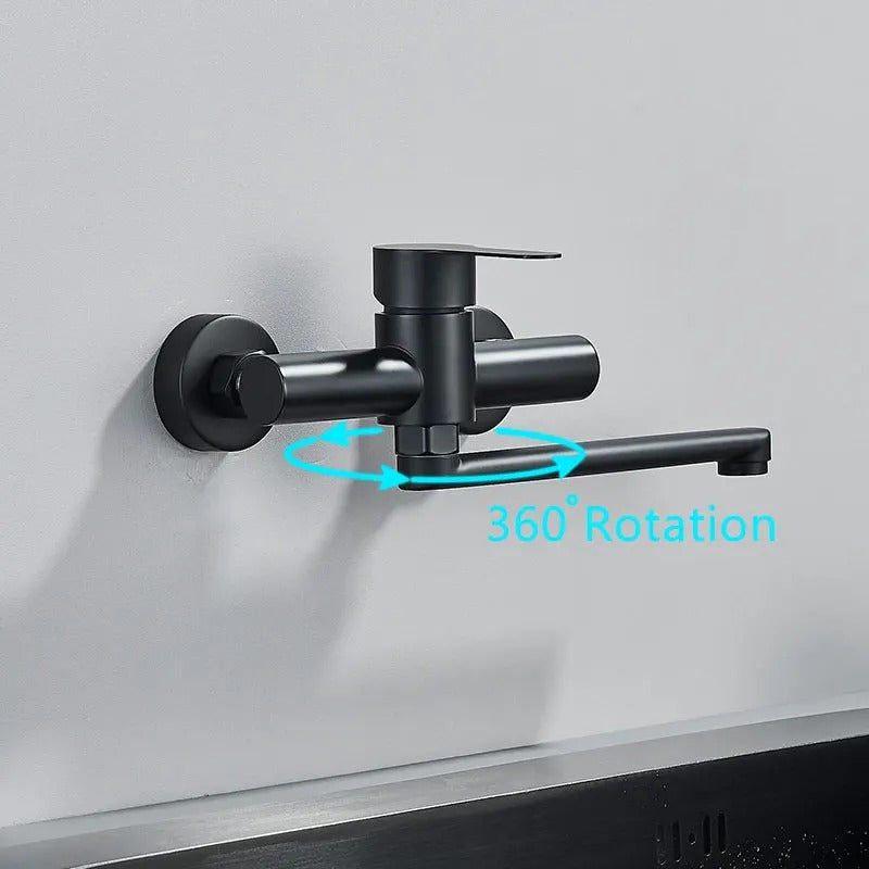 Robinet de perete cu două mânere - pivotare la 360°, apă caldă și rece