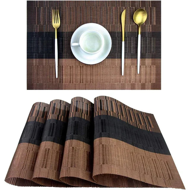 4er-Set gewebte PVC-Tischsets — hitzebeständig, wasserabweisend