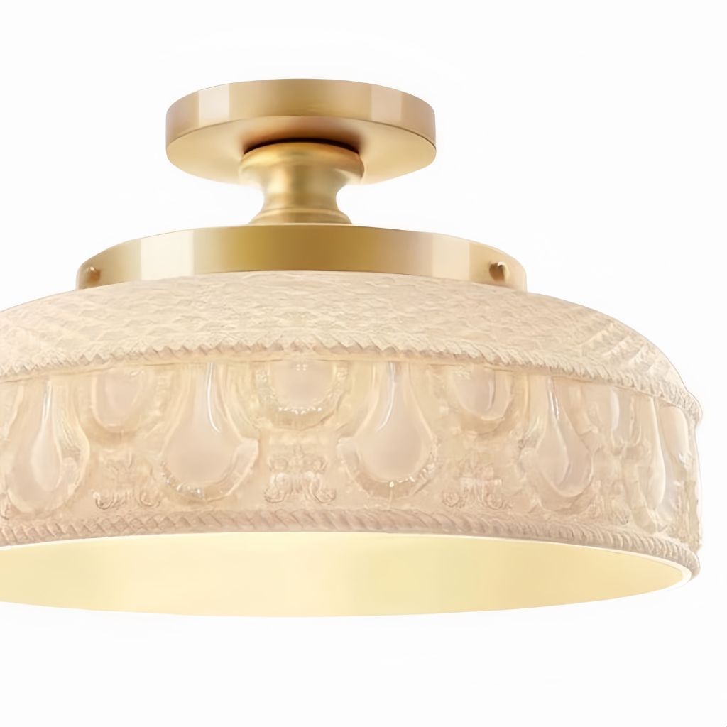 Plafonieră din sticlă striată — corp metalic elegant