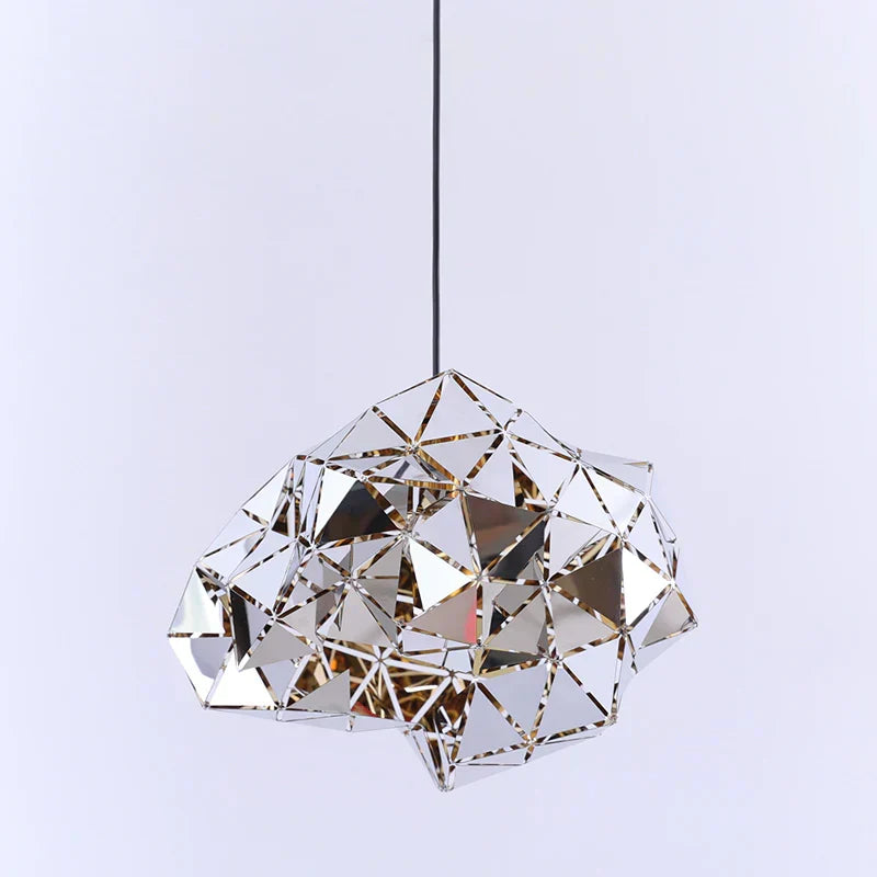 NovaGrid Geometric Stainless Steel Pendant Lights — Angular Silhouette, Polished Finish