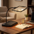 Bright LED Desk Lamp — Glass Magnifying Lens, Adjustable Arm
