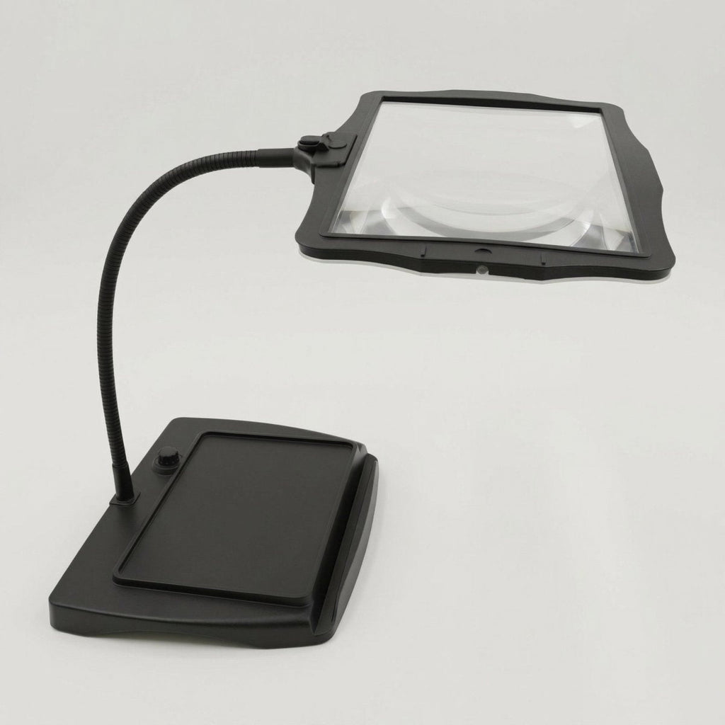 Bright LED Desk Lamp — Glass Magnifying Lens, Adjustable Arm