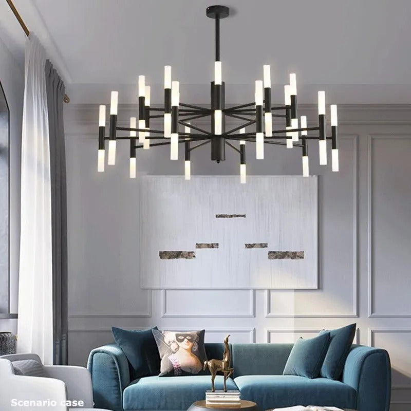 AstraGrid Nova Matrix LED Chandelier — Symmetrical Linear Rod Array