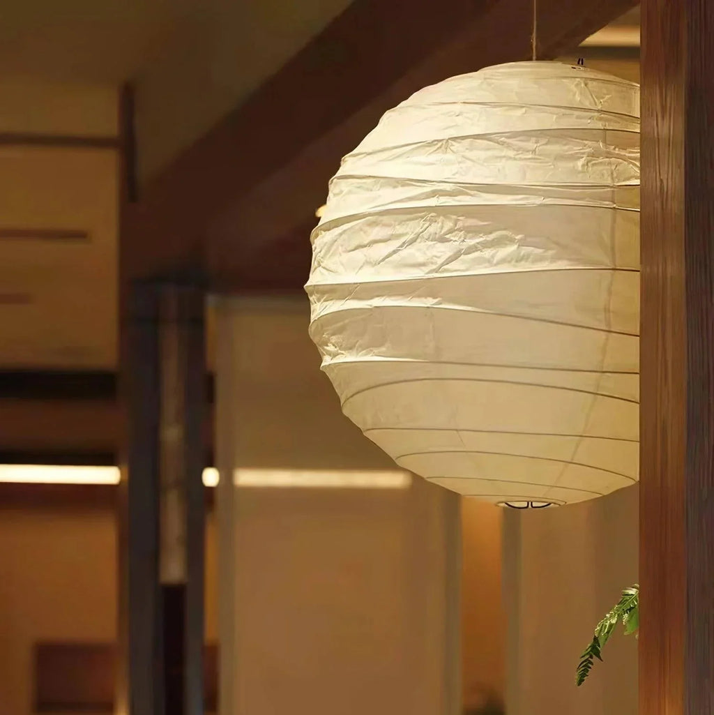 Spherical Rice Paper Pendant Ceiling Light
