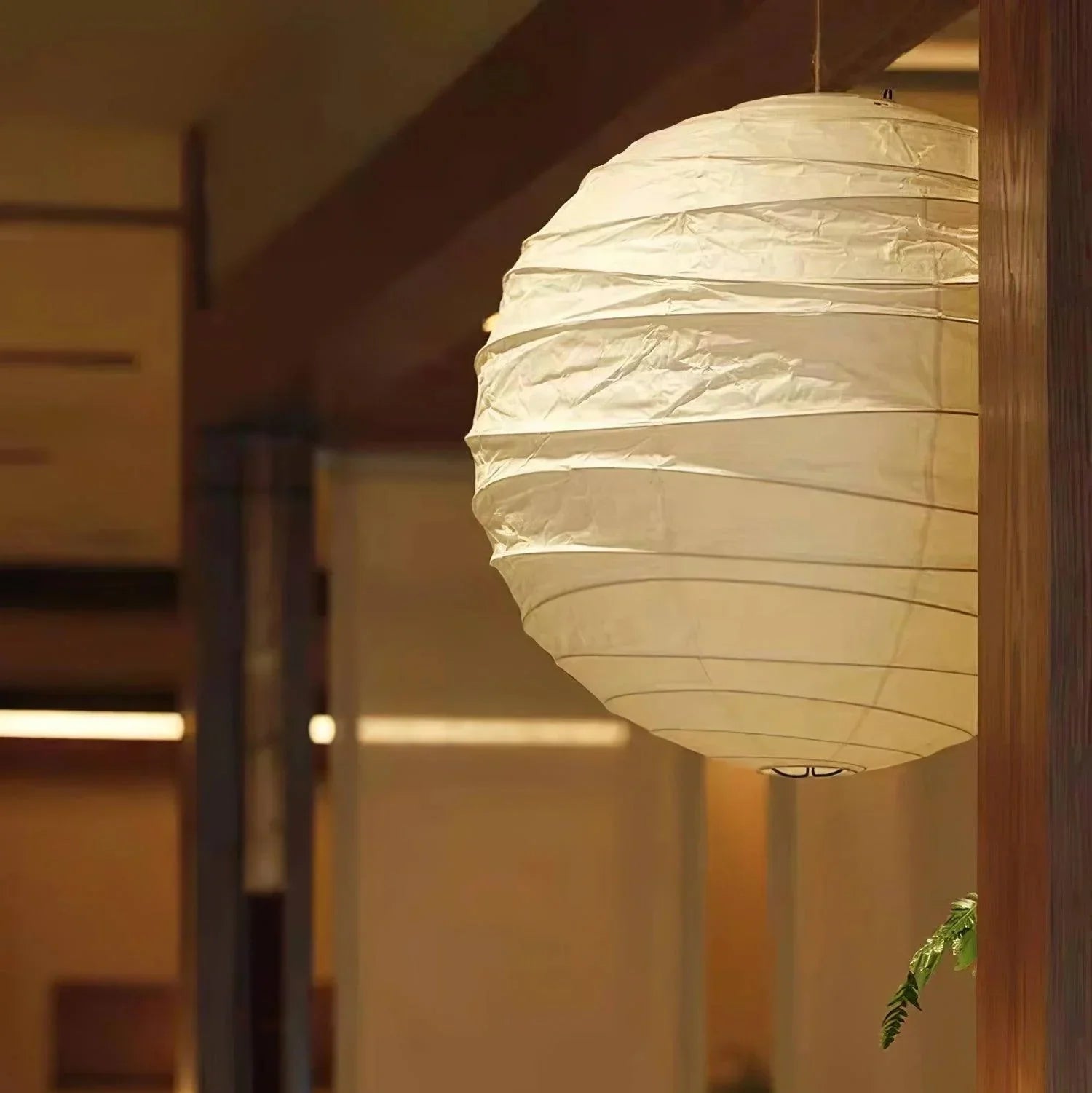 Spherical Rice Paper Pendant Ceiling Light