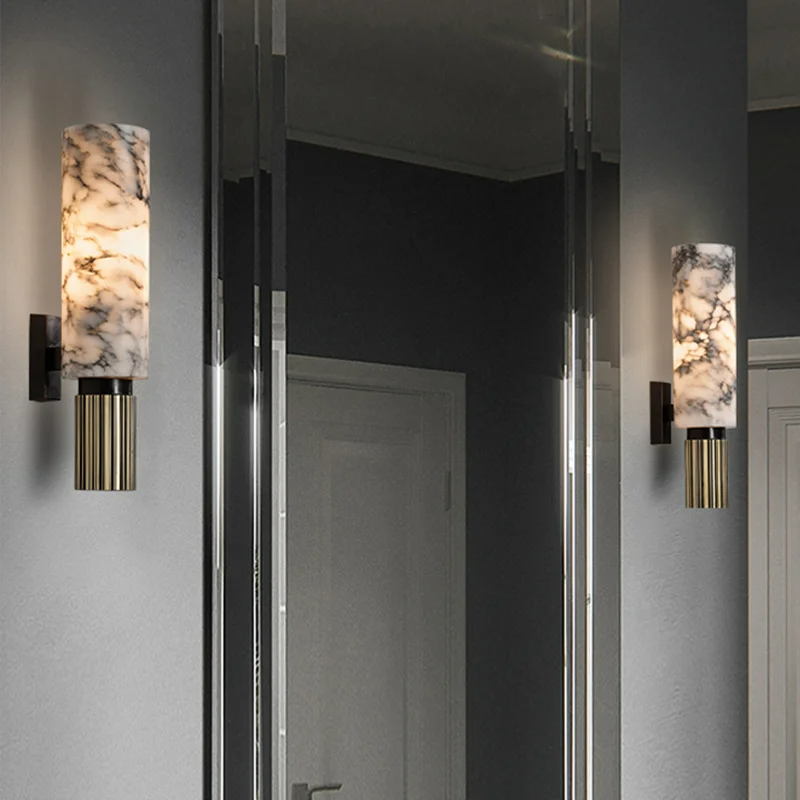 Marble Copper Wall Light LED E27 Natural Stone - Wildoxy