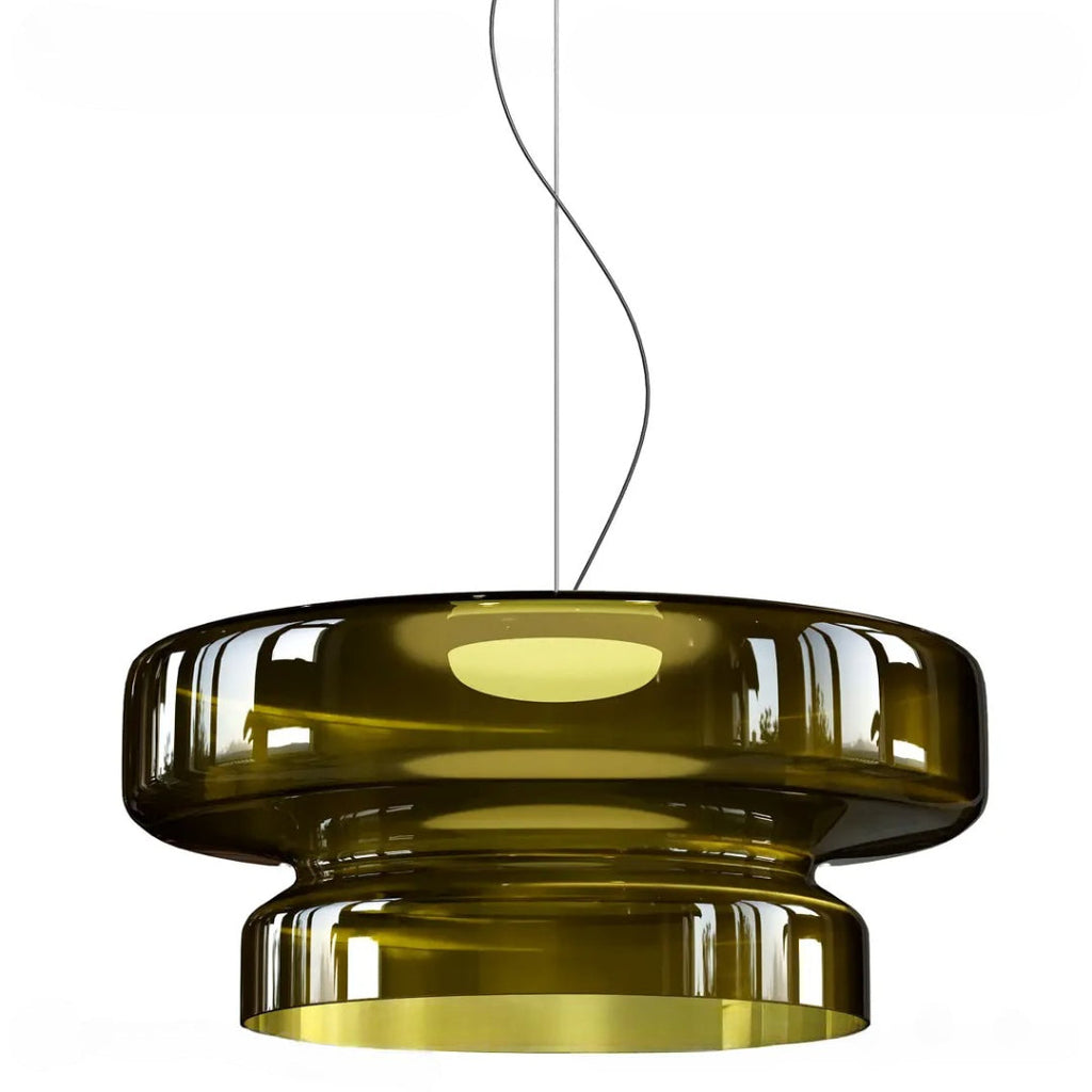 Bauhaus Style Stacked Glass Pendant Light — Two-Tier Colored Ceiling Fixture