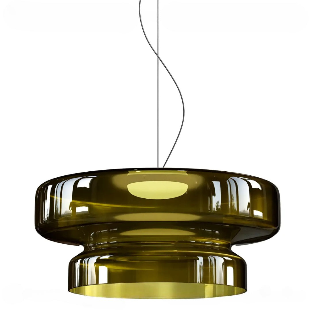 Bauhaus Style Stacked Glass Pendant Light — Two-Tier Colored Ceiling Fixture