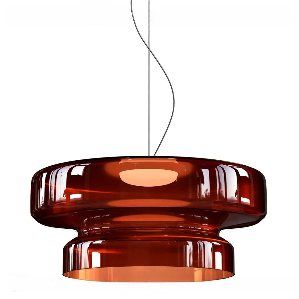 Bauhaus Style Stacked Glass Pendant Light — Two-Tier Colored Ceiling Fixture