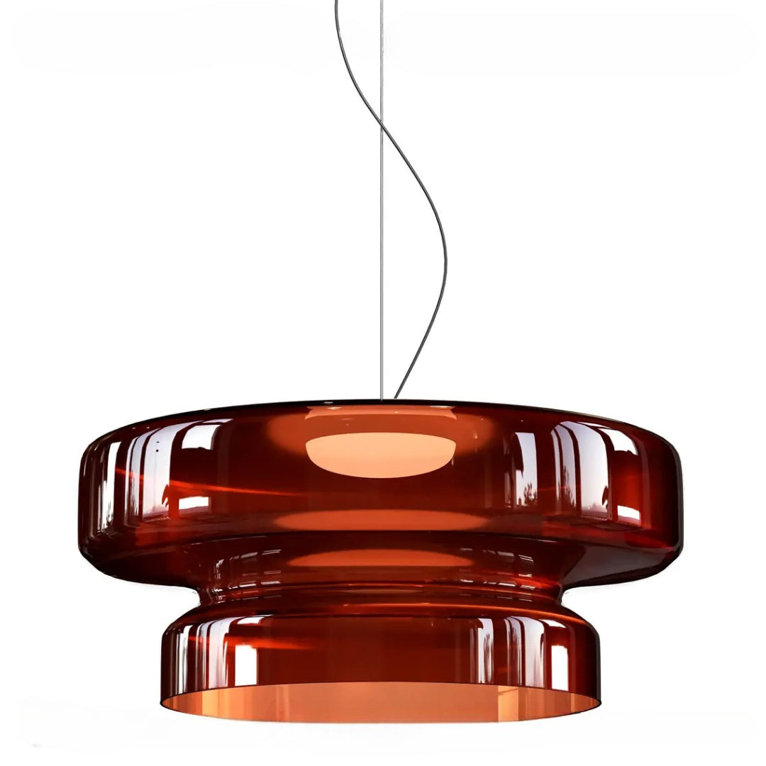 Bauhaus Style Stacked Glass Pendant Light — Two-Tier Colored Ceiling Fixture