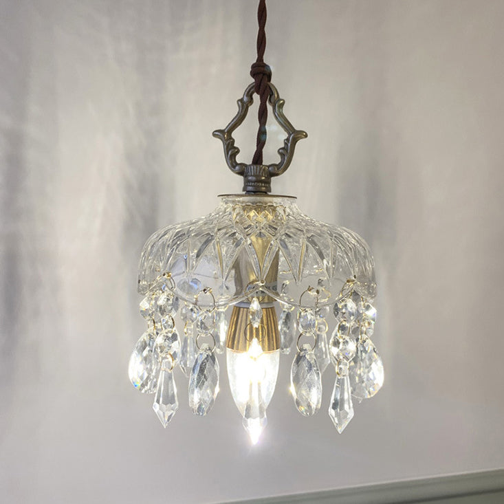 Vintage Copper Crystal Pendant Light E14 LED - Wildoxy
