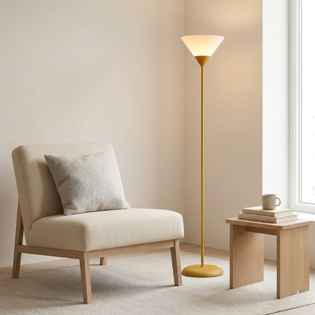 Contemporary 60-Inch LED Floor Lamp Adjustable Brightness Black and White Finish