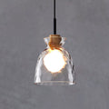 E26-Pendelleuchte – Transparenter Glasschirm mit Holz, Retro