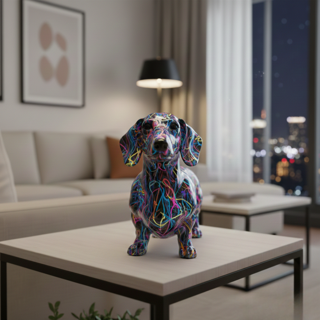Φαντασμαγορικό ειδώλιο dachshund — ζωντανές λεπτομέρειες, ζωηρή χρωματική παλέτα