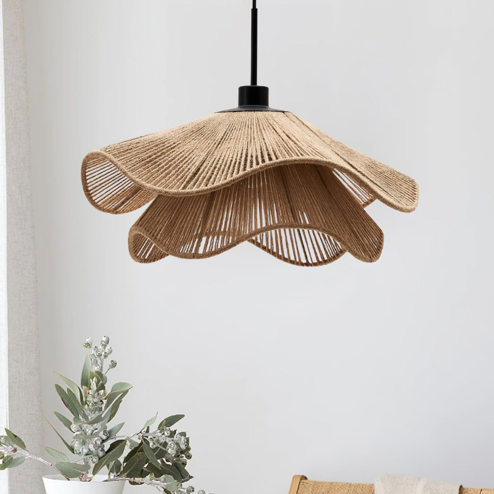 Tidecrest Natural Finish Jute Pendant Lamp — Warm Earthy Glow