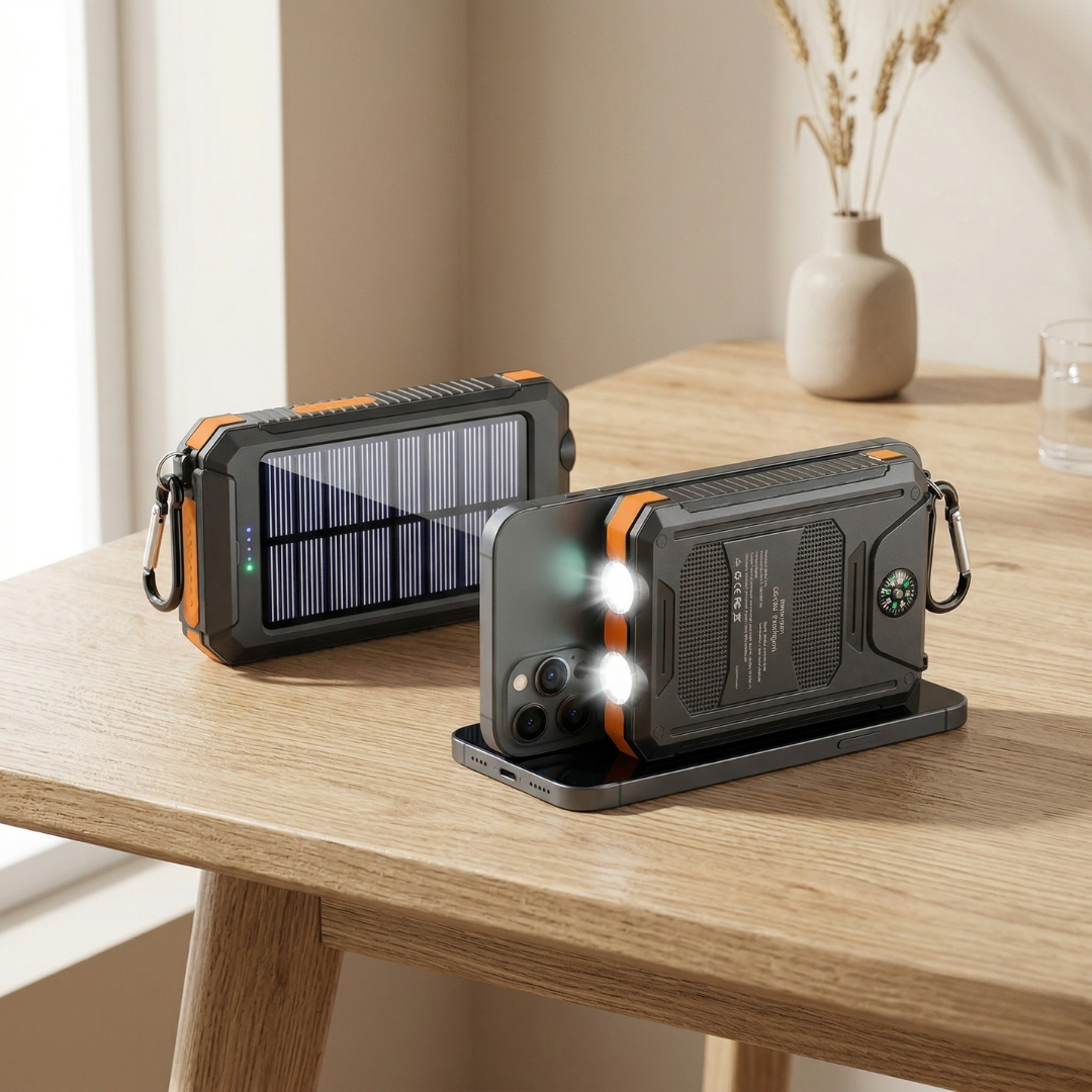 PowerMax 80000mAh nagy kapacitású napelemes töltő — Beépített LED-fény