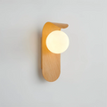 Lampă de perete tip glob din lemn, stil scandinav - 1 sursă de lumină, LED de 25cm