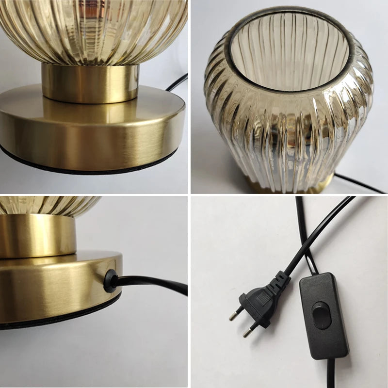 Aurelia Nordic Amber Table Lamp — Minimalist Silhouette, Warm Tinted Glow