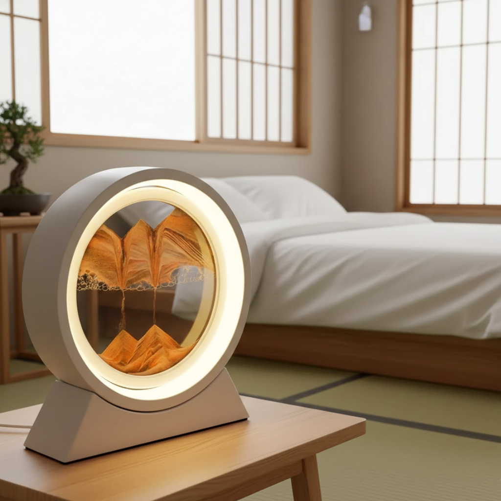 Sculptural Kinetic Sand Desk Lamp — Flowing Quicksand Design