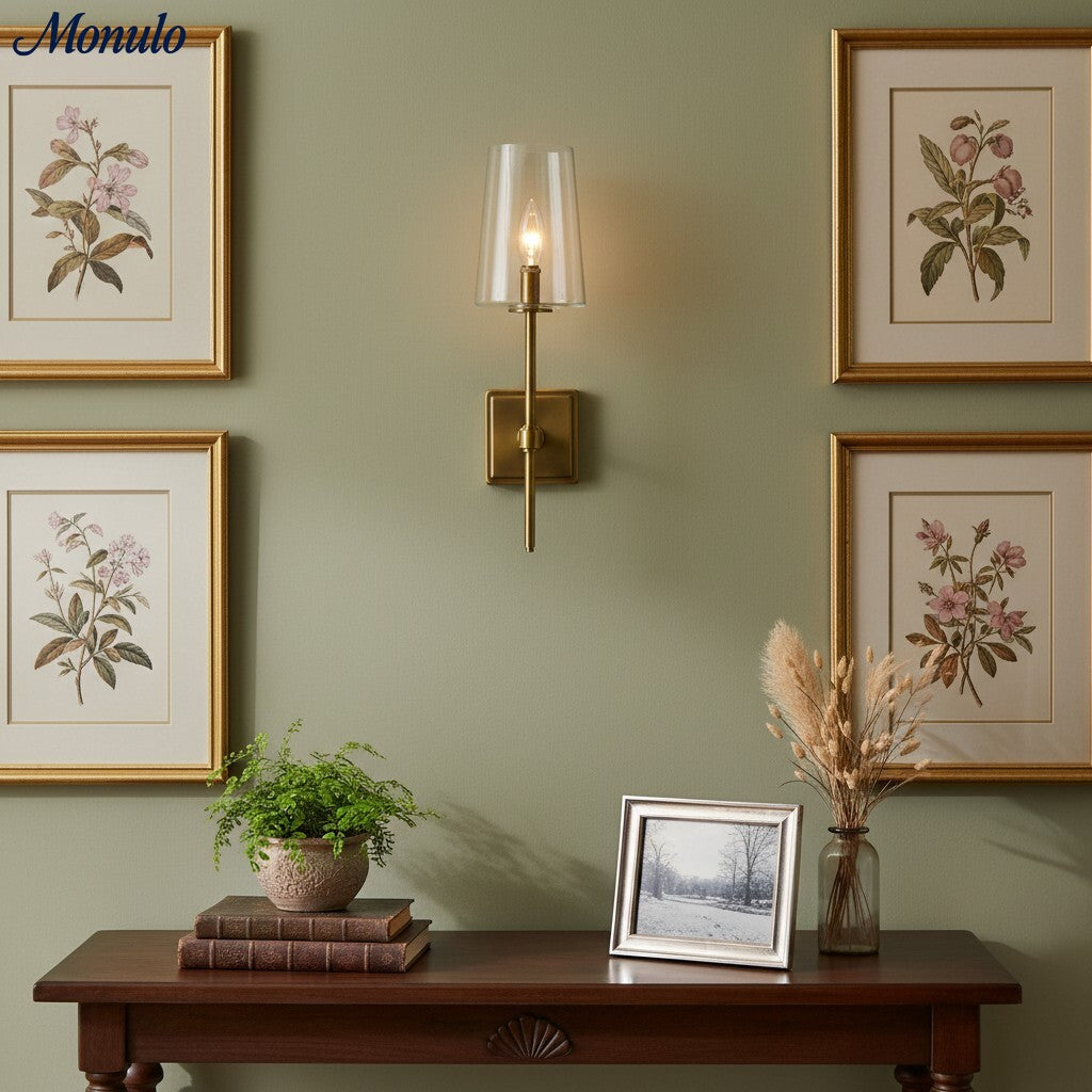 Wandlamp van helder glas — configuratie van één tot drie lampen