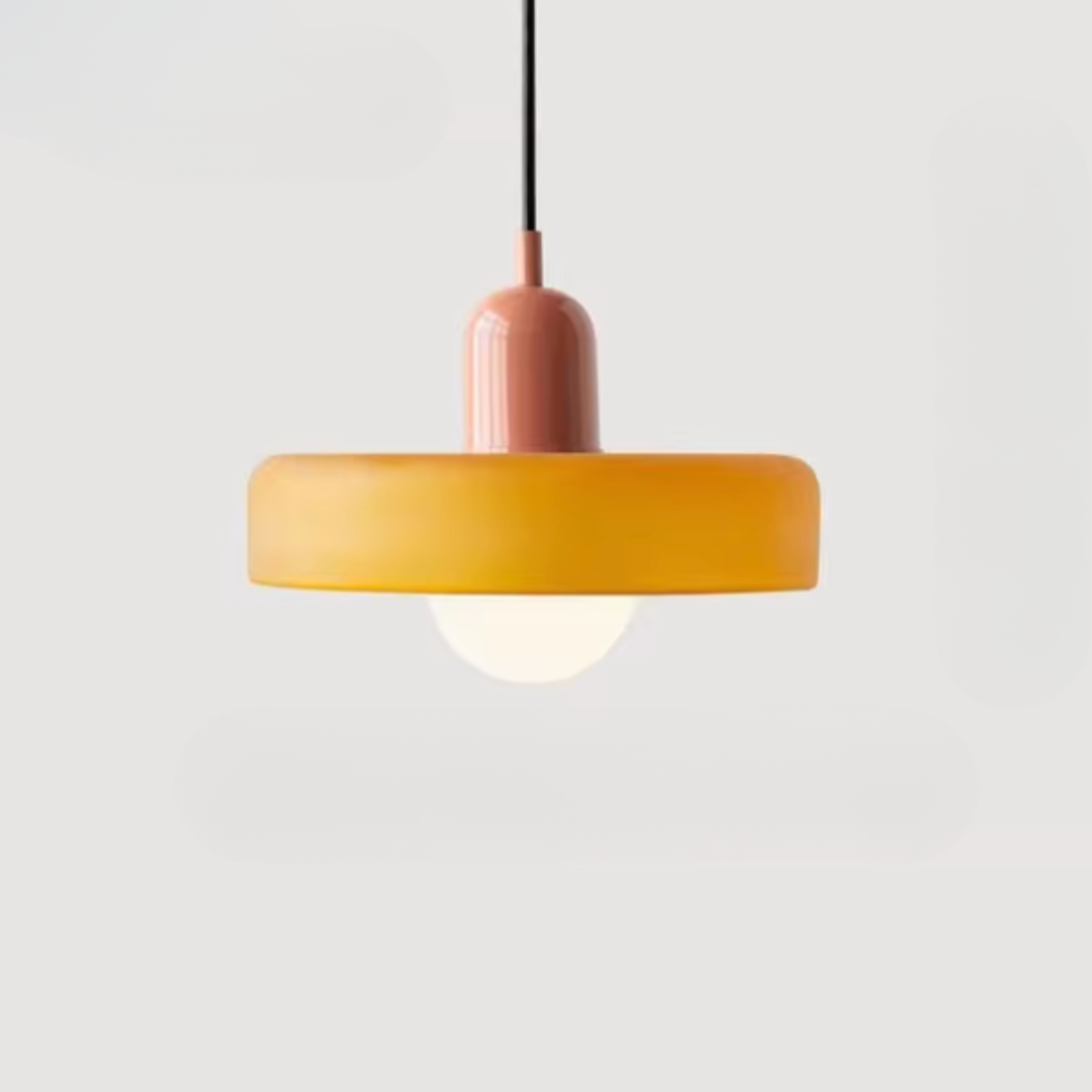 Lámpara colgante de vidrio – Pantalla Bauhaus de doble color