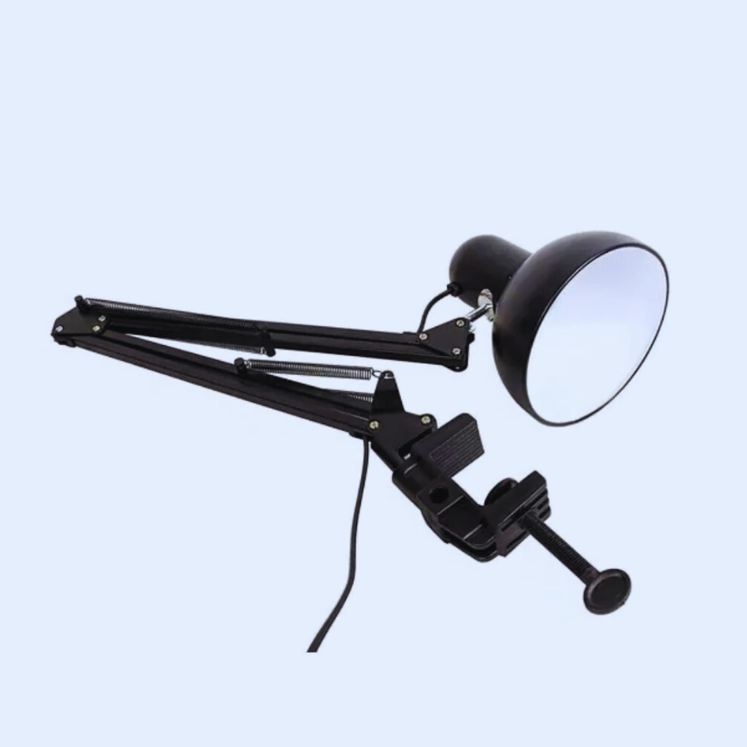 Contemporary Black Swing-Arm Table Lamp — Adjustable Lighting