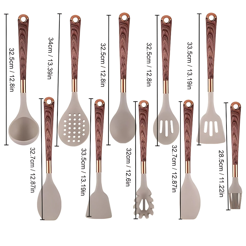 10-Piece Silicone Utensil Set — Heat-Resistant, Ergonomic Handles, Non-Stick