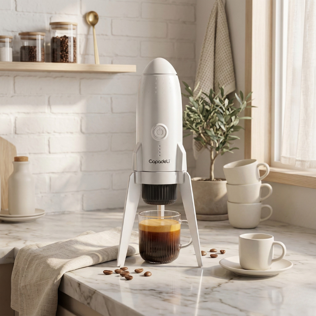 Cafetera espresso compacta con autocalentamiento — Compatible con café molido y cápsulas