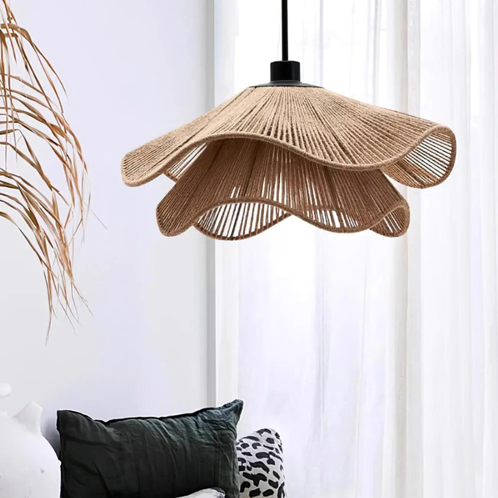 Tidecrest Natural Finish Jute Pendant Lamp — Warm Earthy Glow