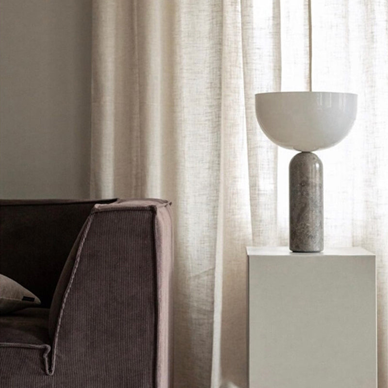 AureaStone Marble Lamp — Premium Fabric Shade, Natural Stone Base
