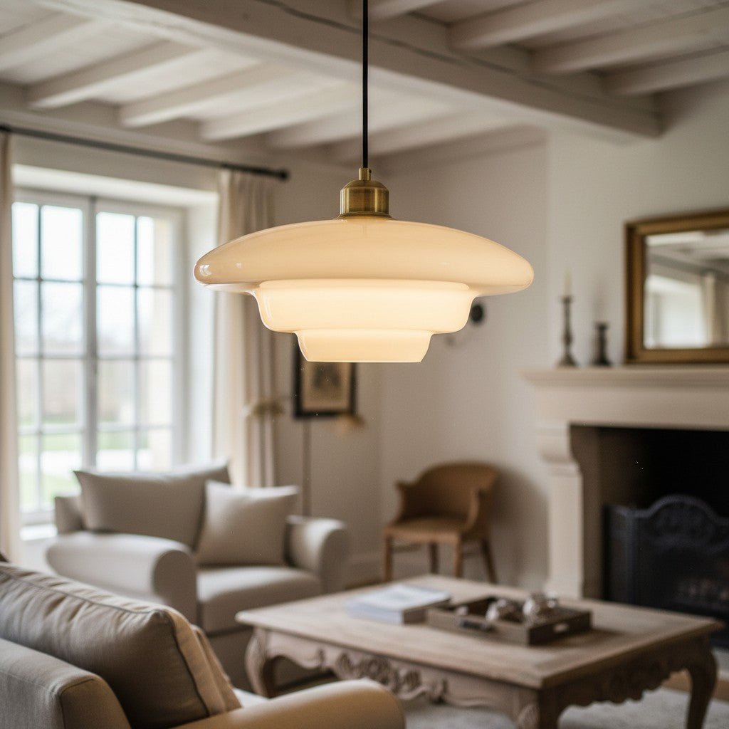Ribbed Clear Glass Shade Antique-Inspired Pendant Light