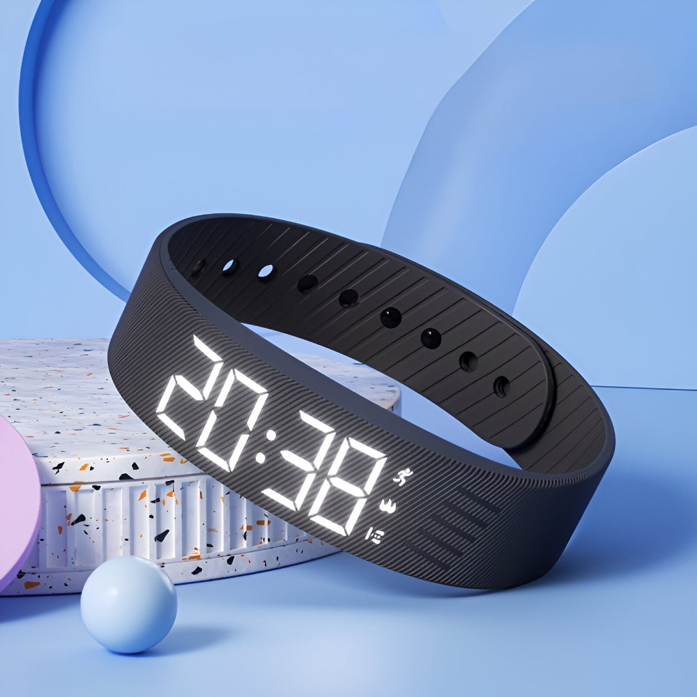 Digital LED-sportklocka — silikonarmband, vattentät USB