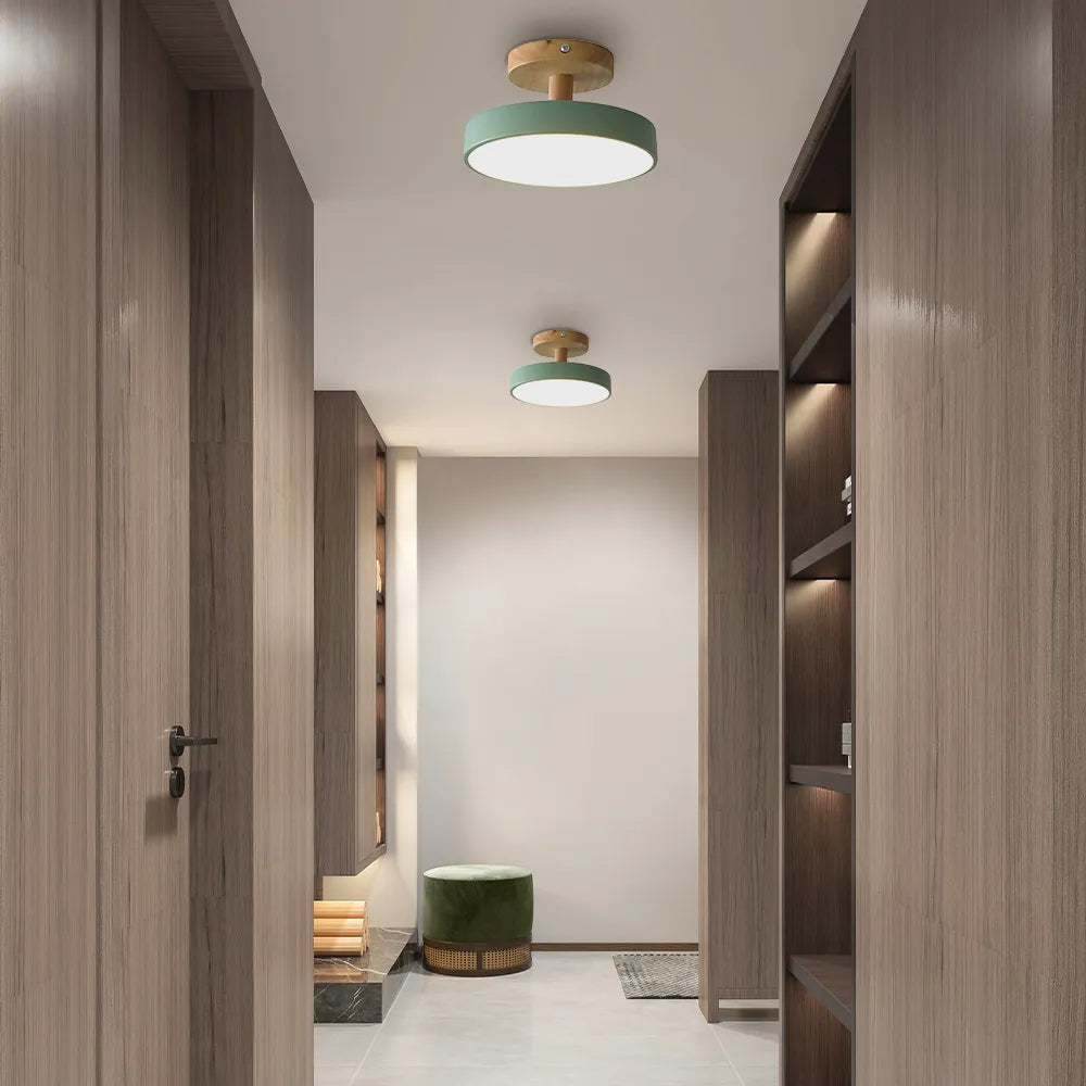 Pedol 12 W LED-loftlampe i grønt træ - skandinavisk stil