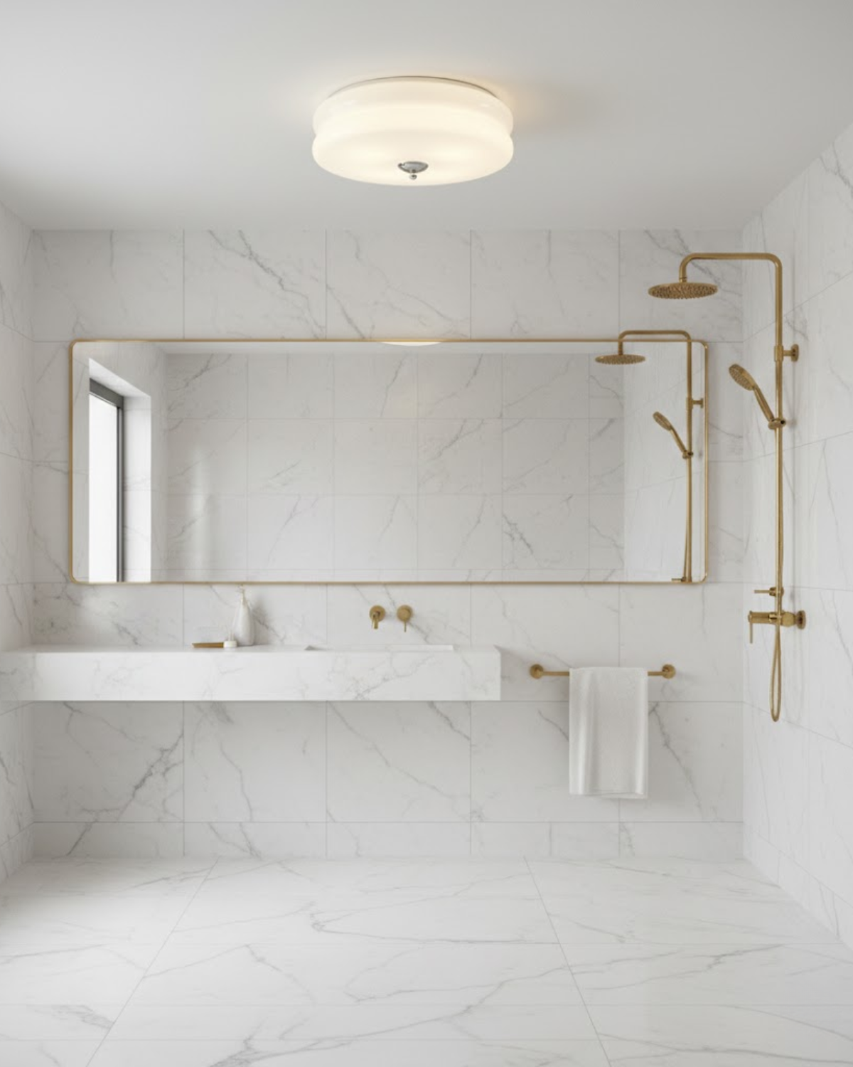 Lámpara de techo Art Déco — Beige, detalle cromado, luz cálida