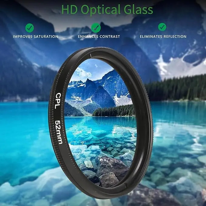 52mm CPL-filter til smartphone med clip — reducerede refleksioner, levende farver