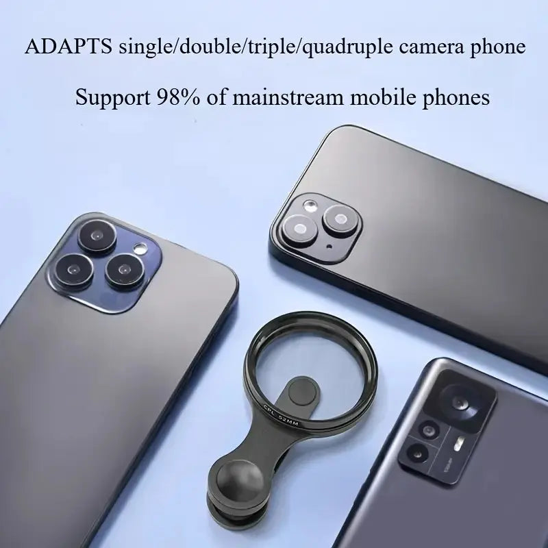 52mm CPL-filter til smartphone med clip — reducerede refleksioner, levende farver