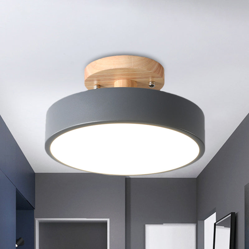 Lámpara de techo LED de 20 cm, metal y madera, verde/blanco/gris/negro