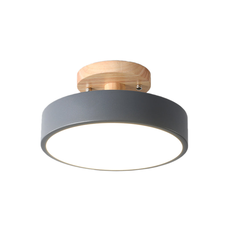 Lámpara de techo LED de 20 cm, metal y madera, verde/blanco/gris/negro