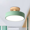 Lámpara de techo LED de 20 cm, metal y madera, verde/blanco/gris/negro