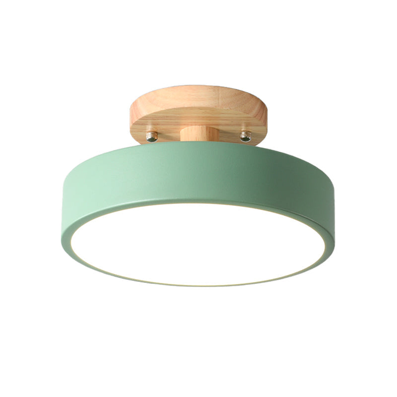 Lámpara de techo LED de 20 cm, metal y madera, verde/blanco/gris/negro