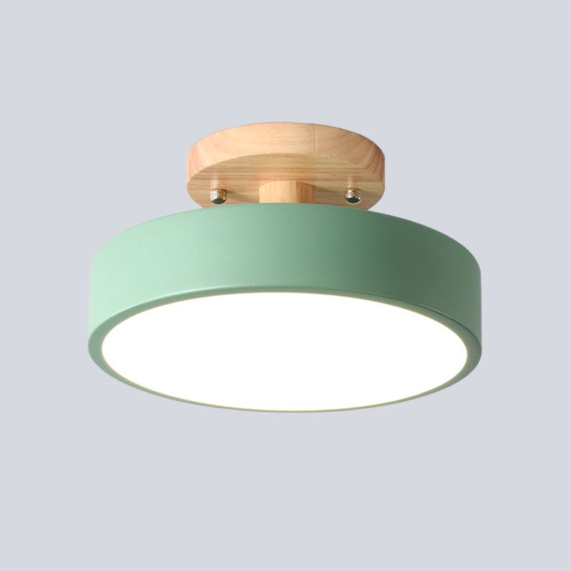 Lámpara de techo LED de 20 cm, metal y madera, verde/blanco/gris/negro
