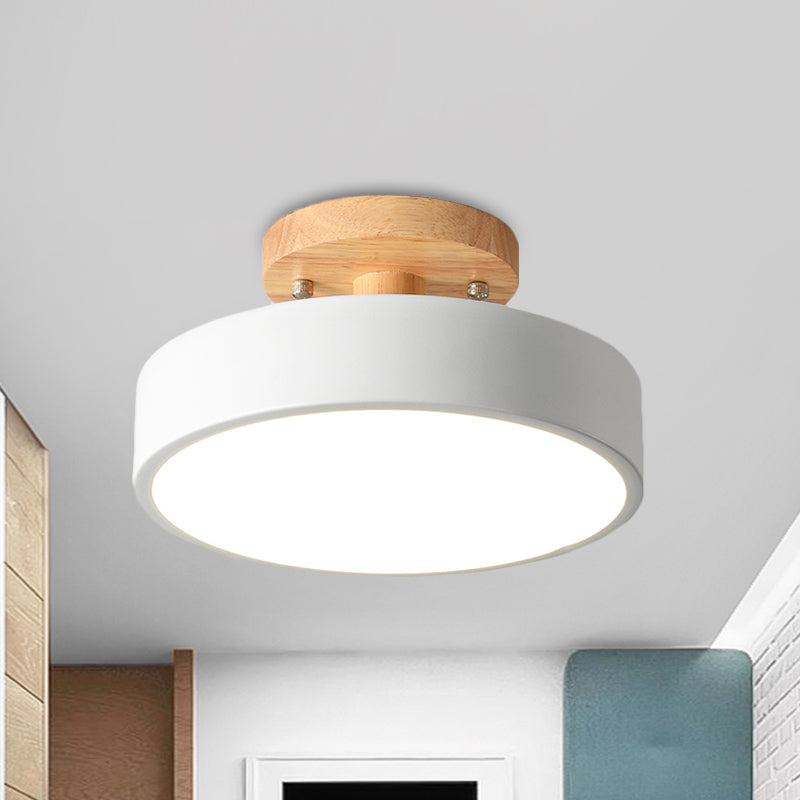 Lámpara de techo LED de 20 cm, metal y madera, verde/blanco/gris/negro
