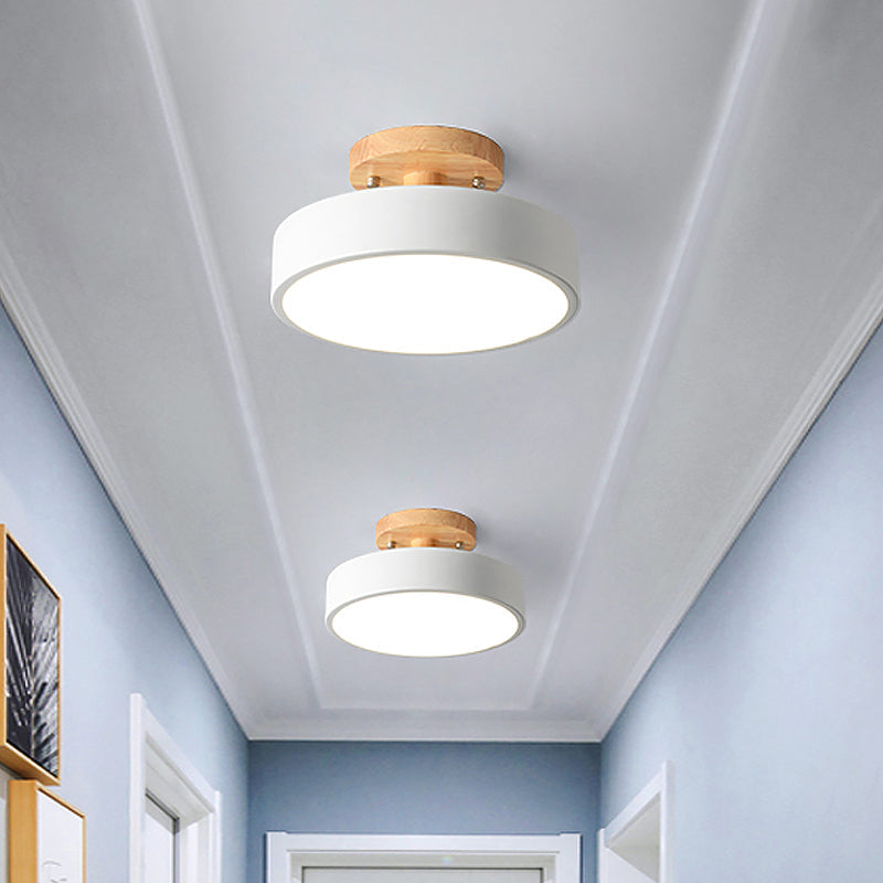 Lámpara de techo LED de 20 cm, metal y madera, verde/blanco/gris/negro