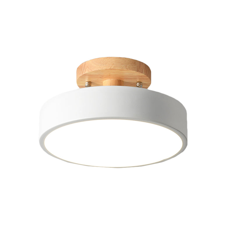 Lámpara de techo LED de 20 cm, metal y madera, verde/blanco/gris/negro